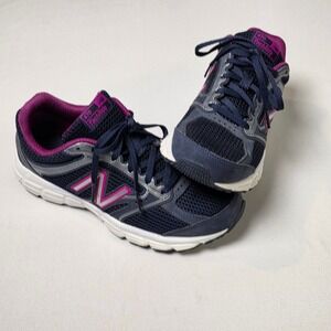 New Balance 470 TechRide Women 6 Navy Blue Pink Running Shoes WE470LN1 Mesh